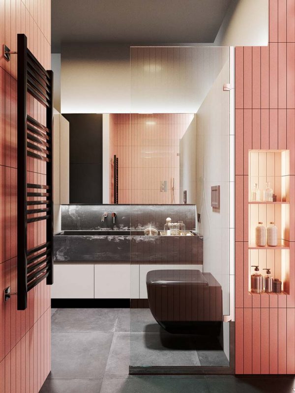 badkamer ideeën roze tegels