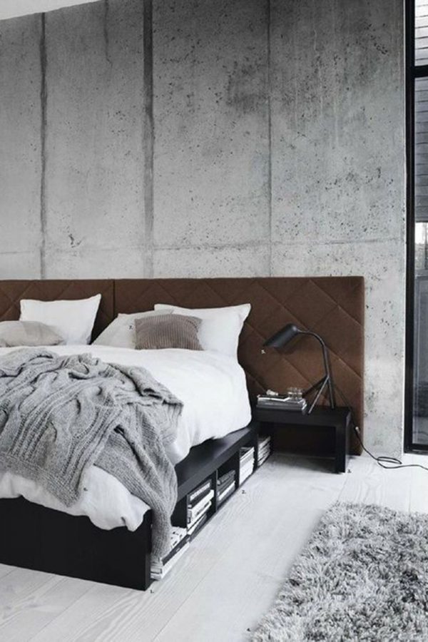 betonlook behang slaapkamer