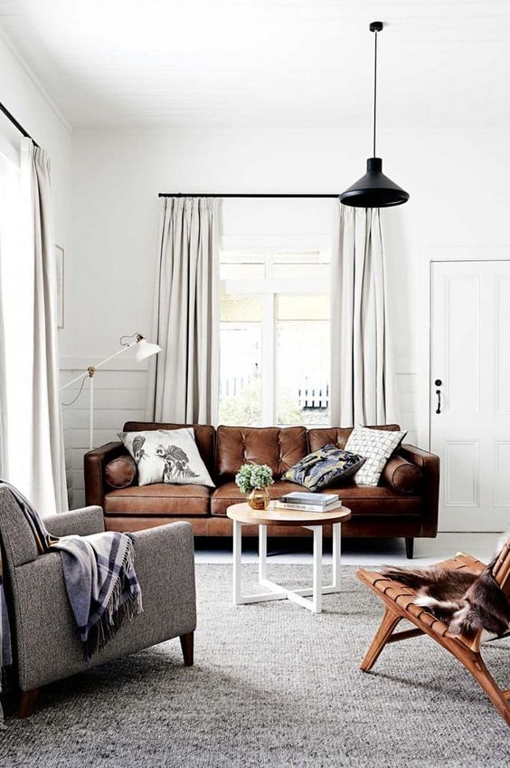 Cognac leren bank
