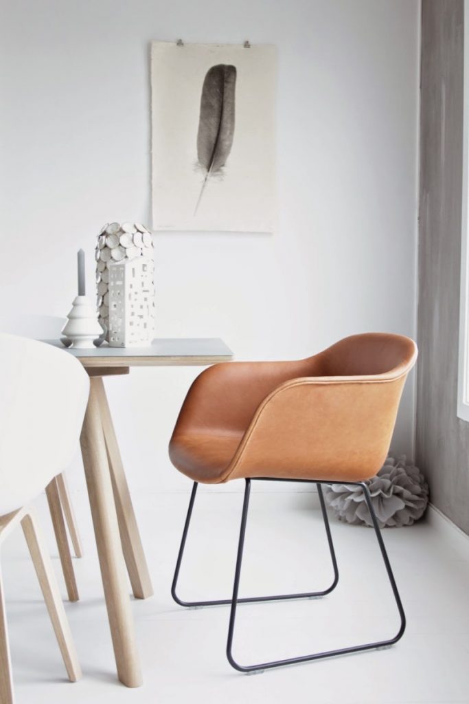 Cognac leren eetkamerstoelen