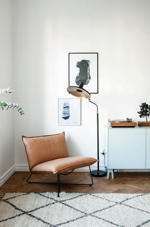 Cognac leren lounge chair