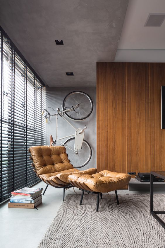 Cognac leren lounge chair
