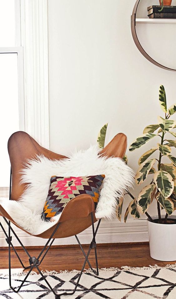 Cognac leren lounge chair