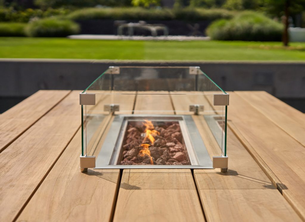 luxe vuurtafel tuin hout glas