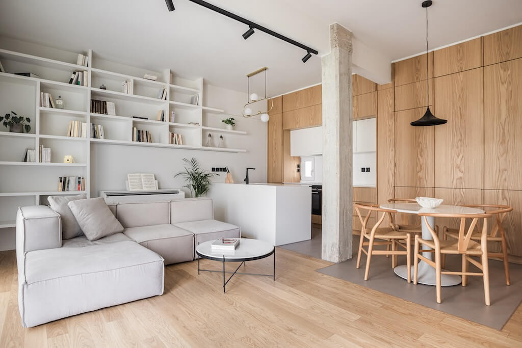 modern appartement woonkamer eikenhouten keuken wit eiland modern appartement woonkamer eikenhouten keuken wit eiland