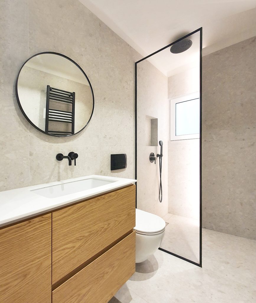 moderne badkamer grijze terrazzo tegels moderne badkamer grijze terrazzo tegels