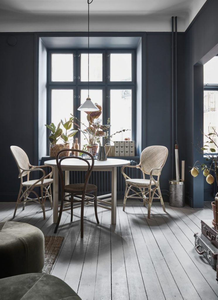 woonkamer blauwe muren